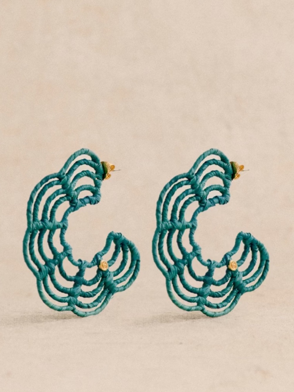 NEW Sezane Tao Hoop Earrings - Turquoise